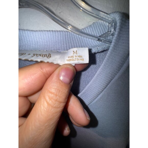 Bishop + Young Tie-Dye Puff Sleeve Sweatshirt Medium Blue‎ White Cute Y2K Top - Picture 8 of 9